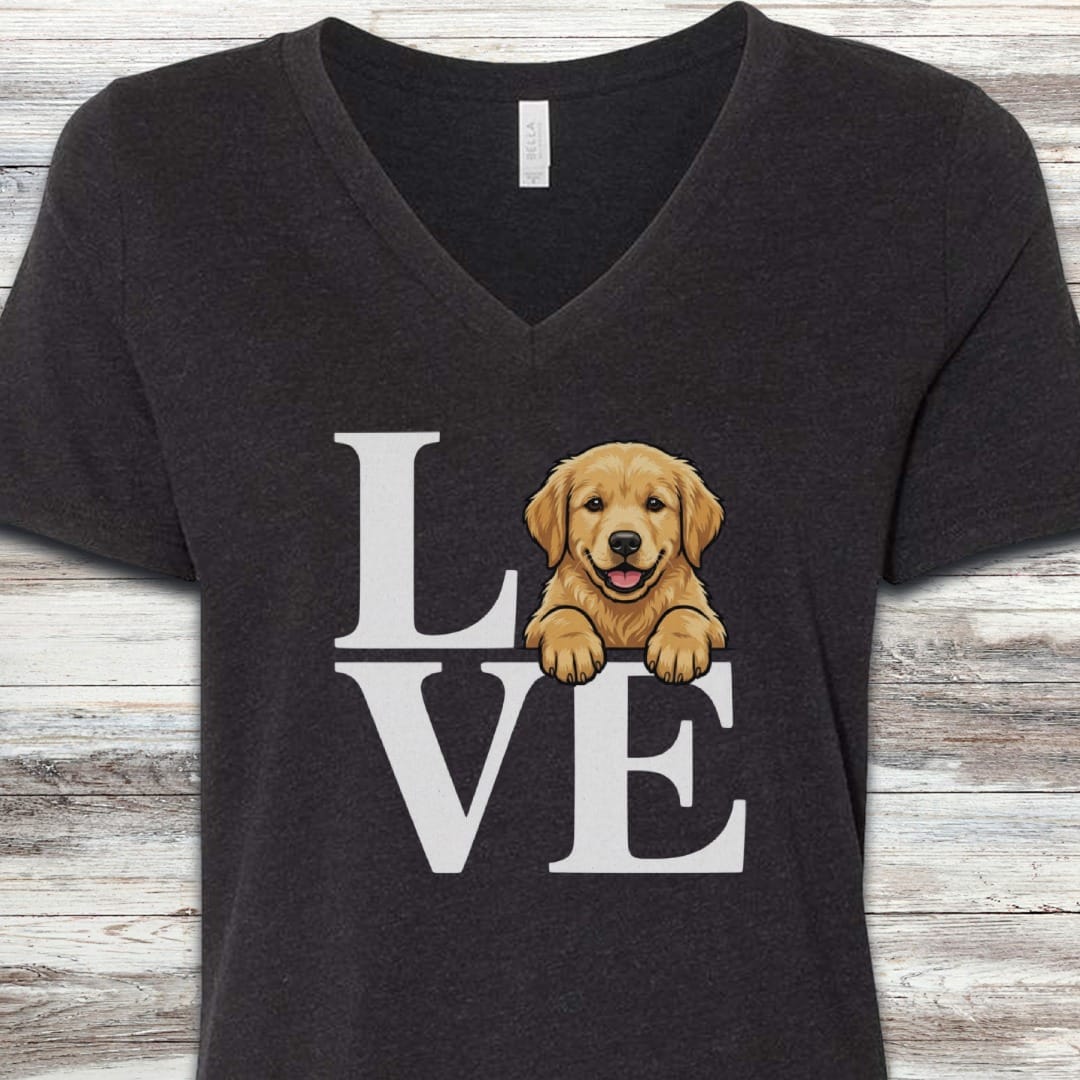 Golden Retriever Puppy Love V-Neck Tee