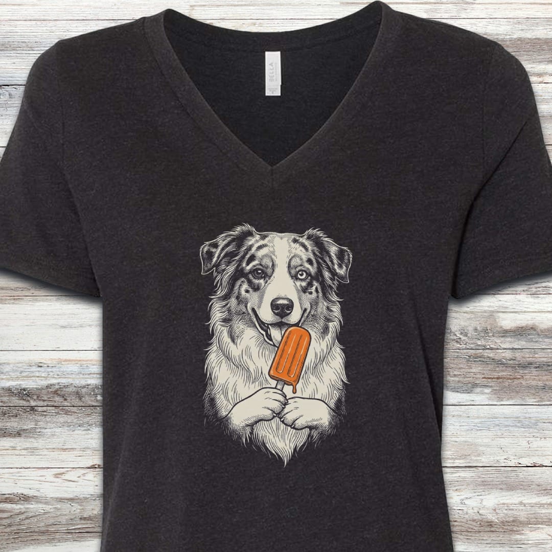 Australian Shepherd Pupsicle V-Neck Tee