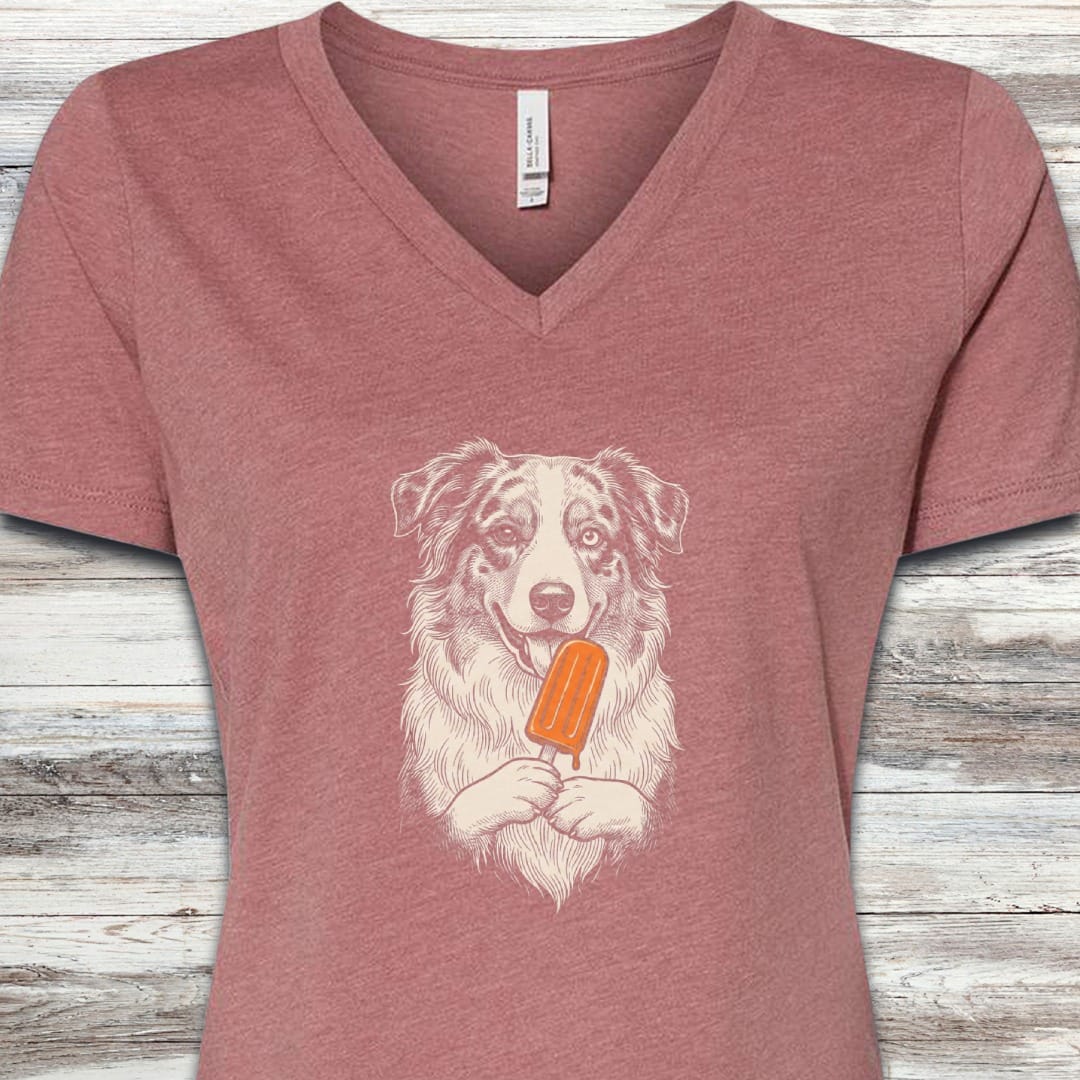 Australian Shepherd Pupsicle V-Neck Tee