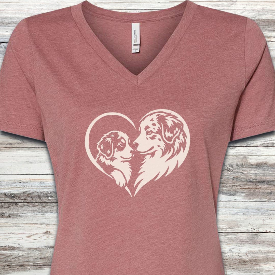 Australian Shepherd Heart Bond V-Neck Tee