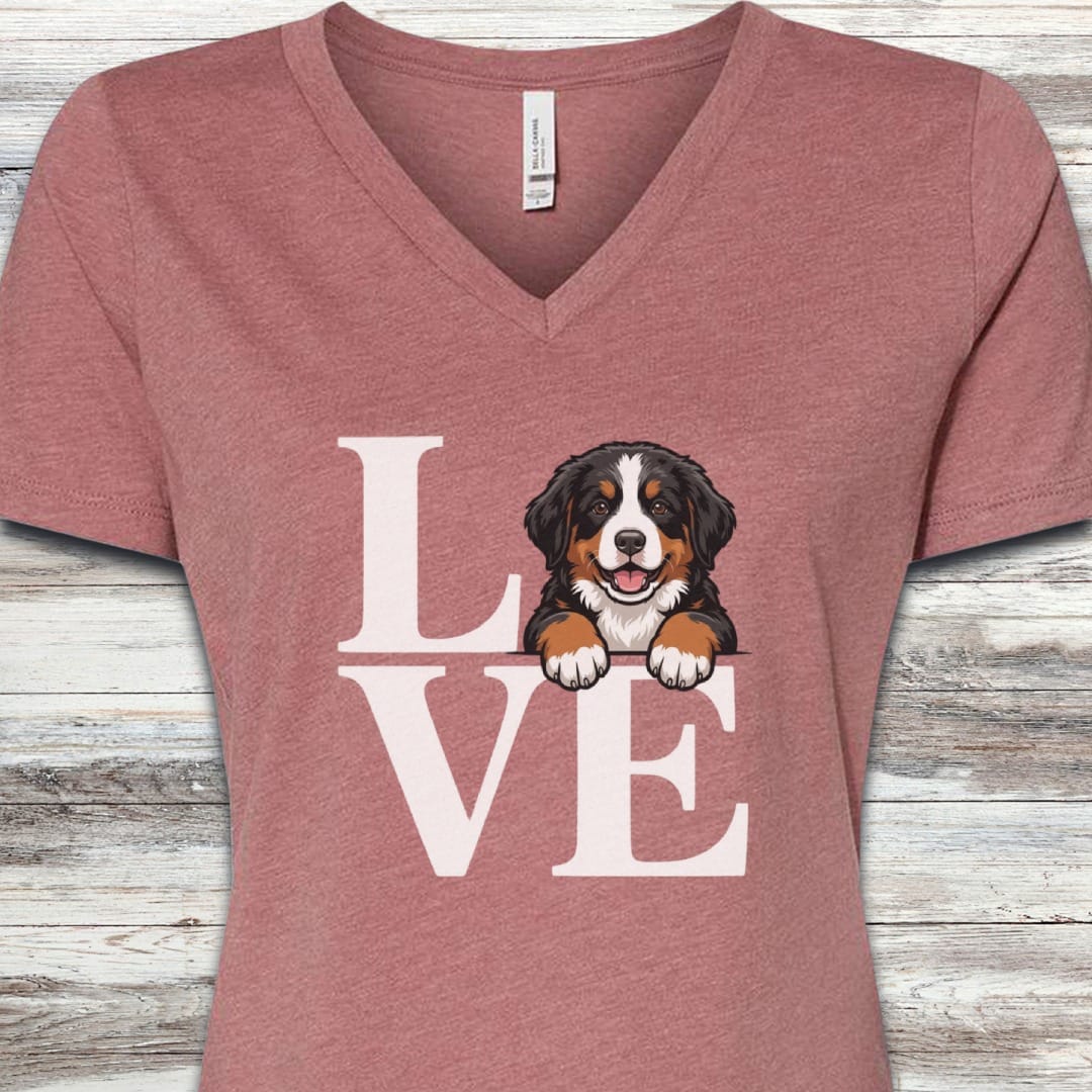 Bernese Mountain Dog Puppy Love V-Neck Tee