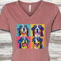Bernese Mountain Dog Pop Art V-Neck Tee
