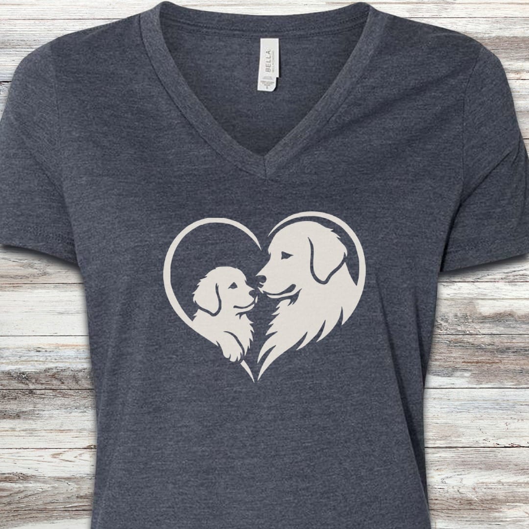 Golden Retriever Heart Bond V-Neck Tee
