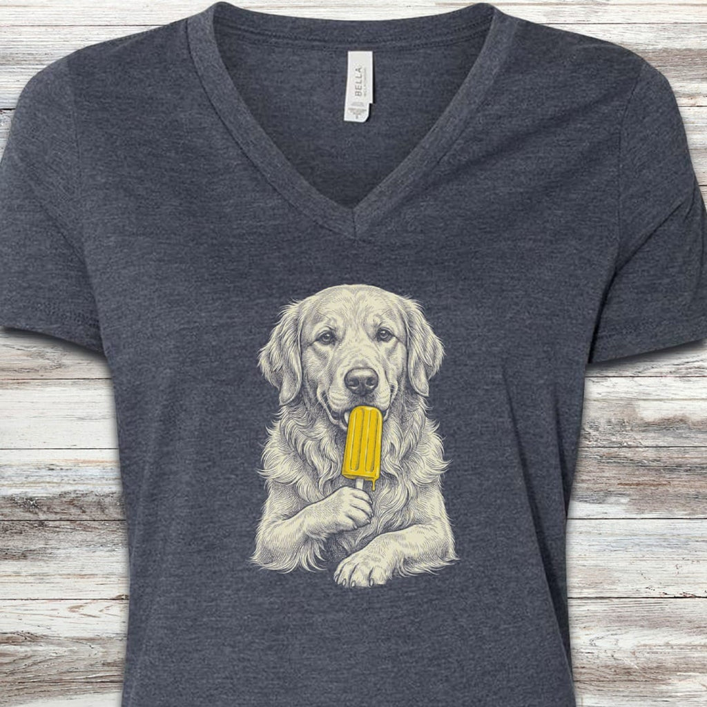 Golden Retriever Pupsicle V-Neck Tee