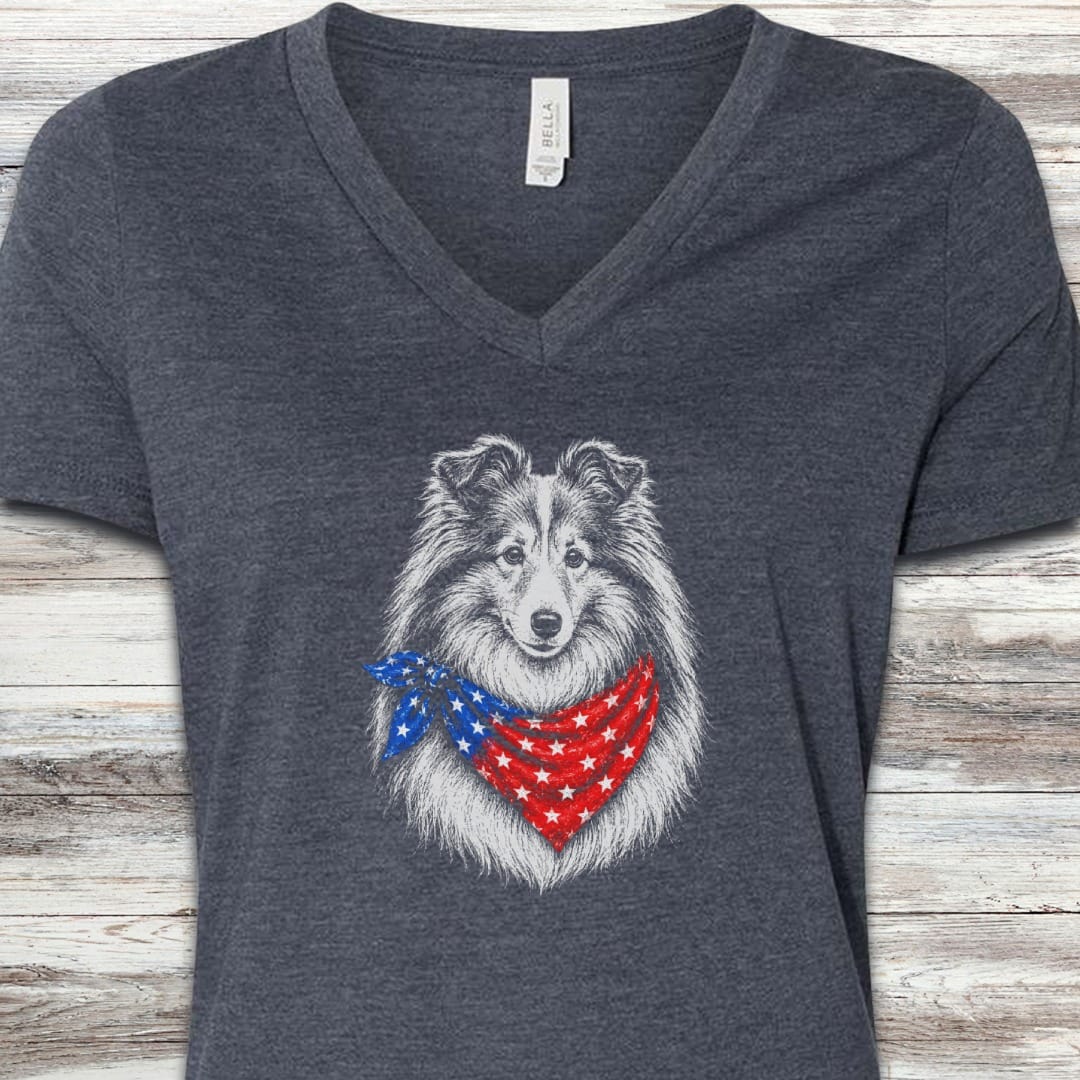 Shetland Sheepdog USA V-Neck