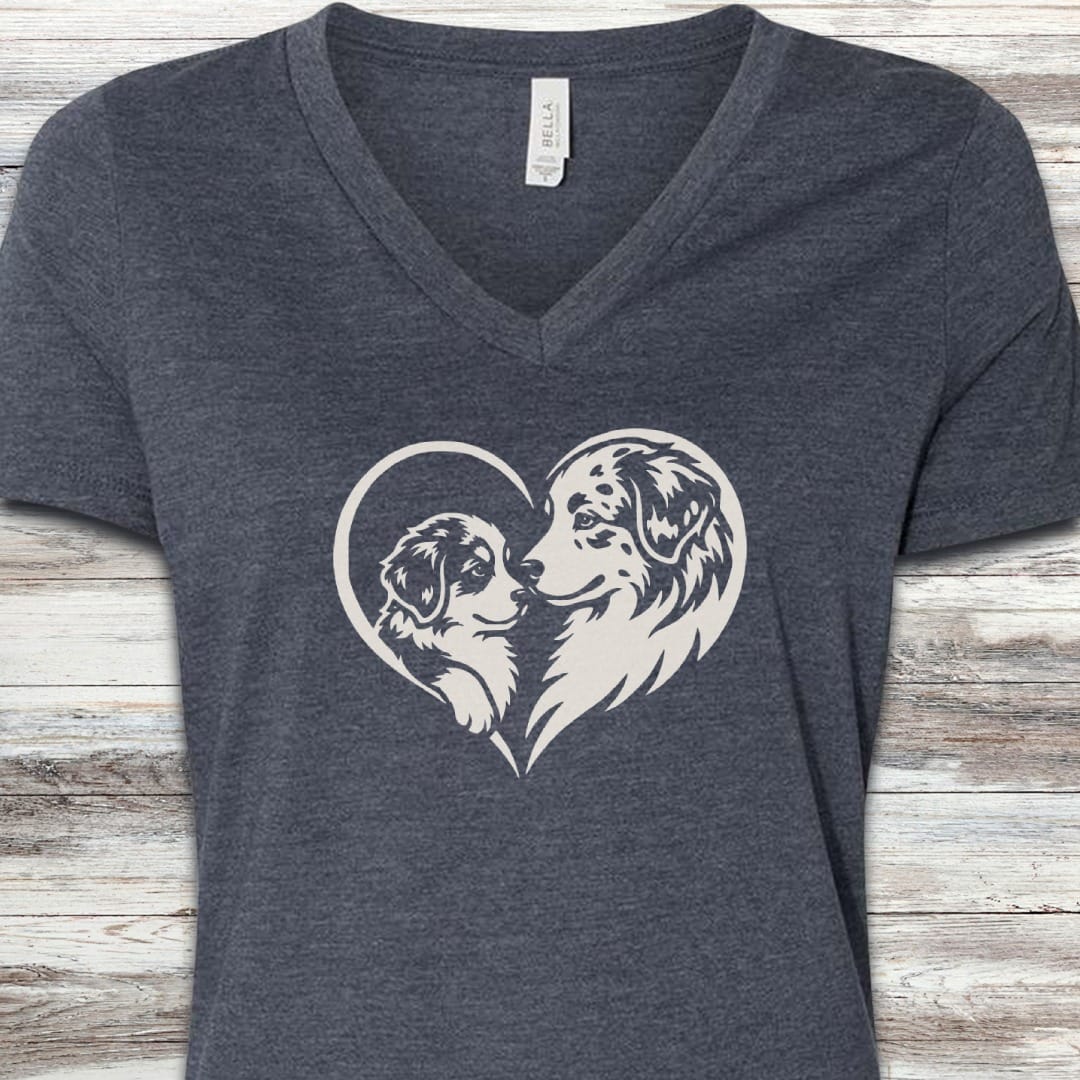 Australian Shepherd Heart Bond V-Neck Tee