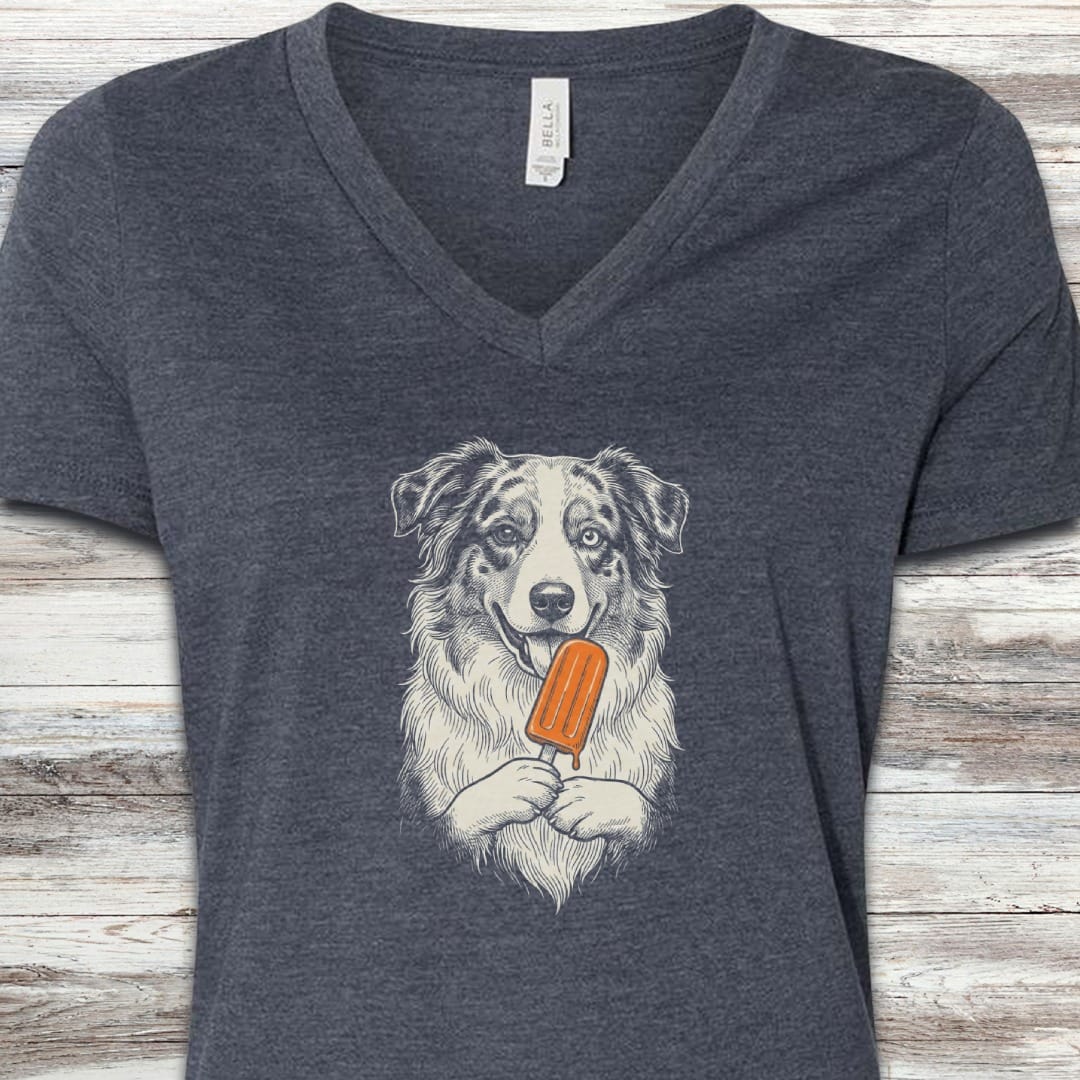 Australian Shepherd Pupsicle V-Neck Tee