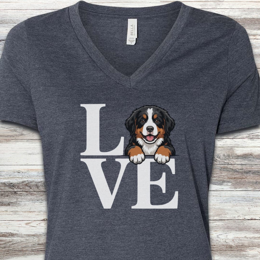 Bernese Mountain Dog Puppy Love V-Neck Tee