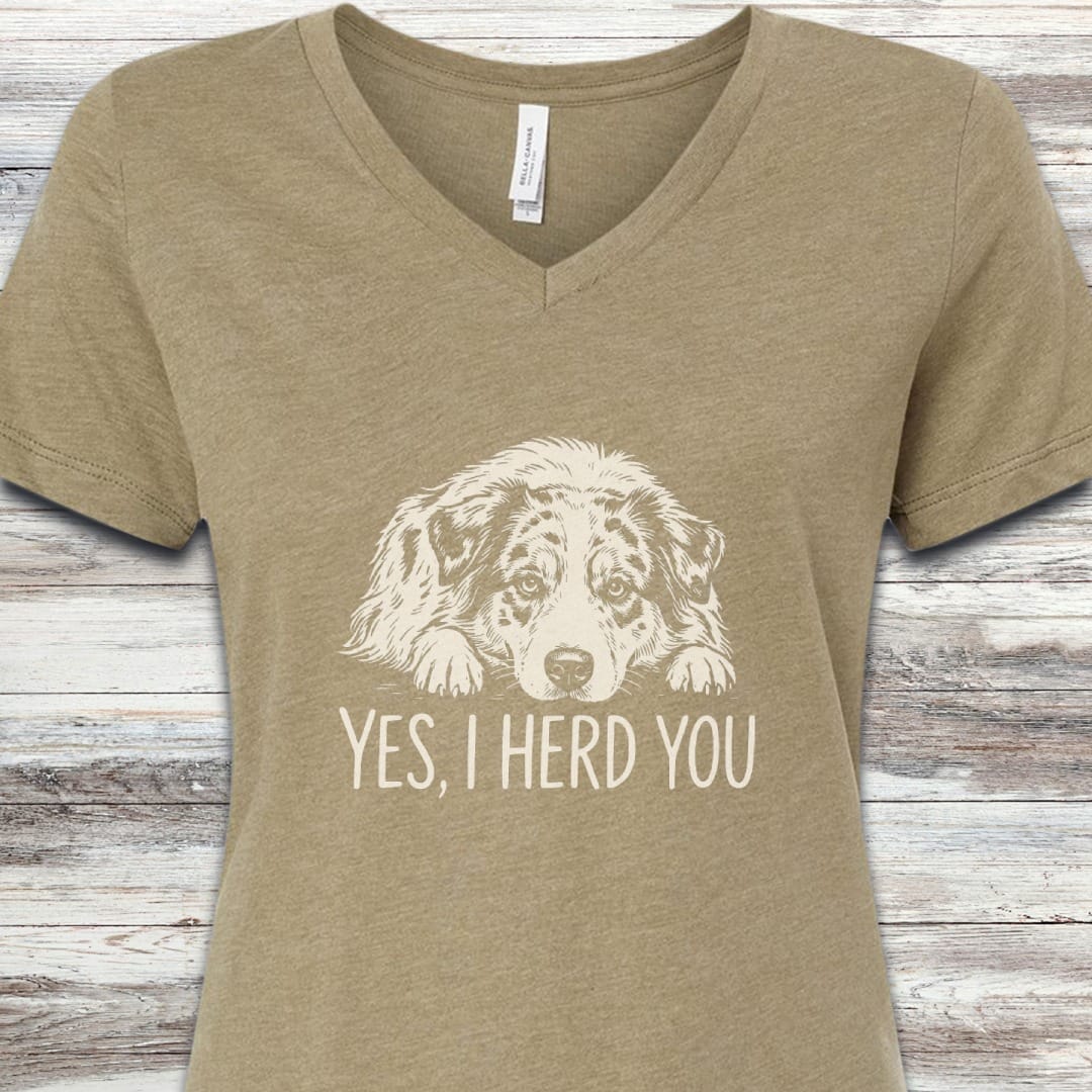 Australian Shepherd Herd You V-Neck Tee