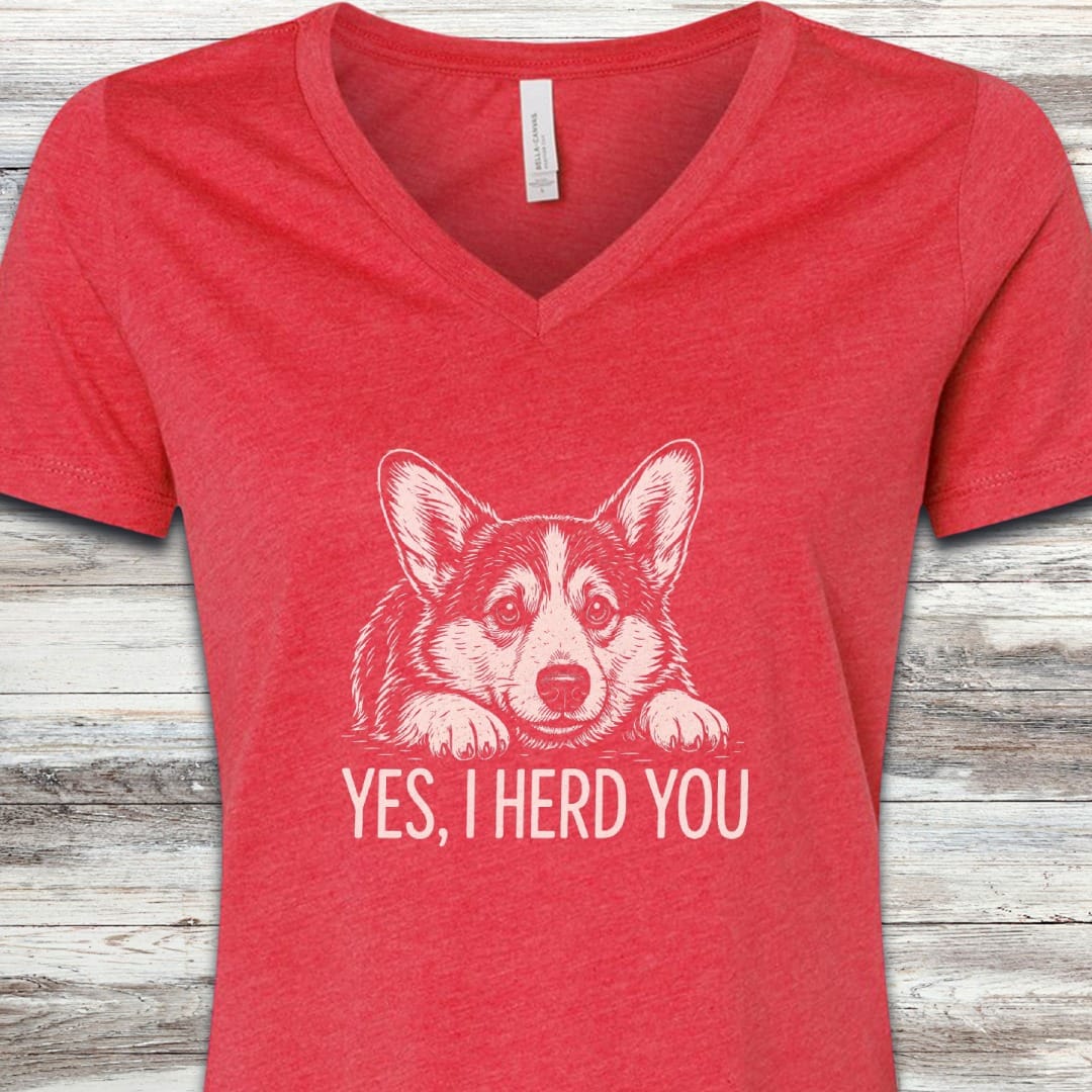 Corgi Herd You V-Neck Tee