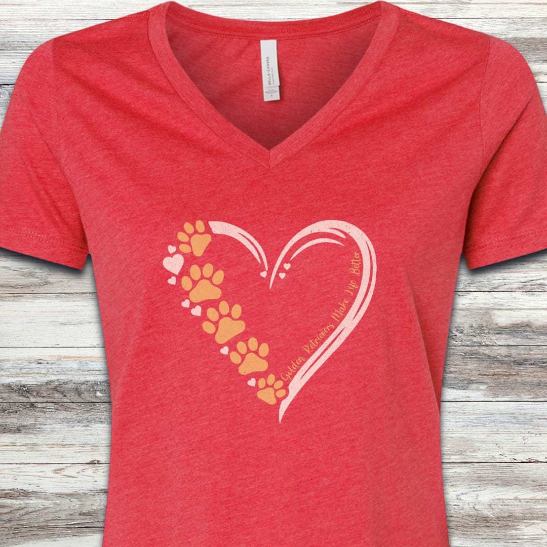 Golden Retriever Loyal Heart V-Neck Tee