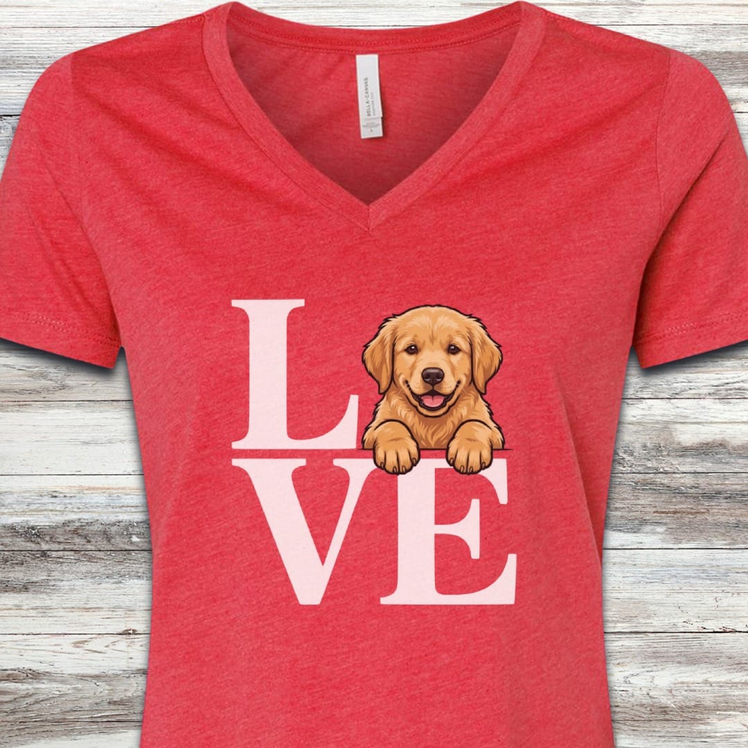 Golden Retriever Puppy Love V-Neck Tee
