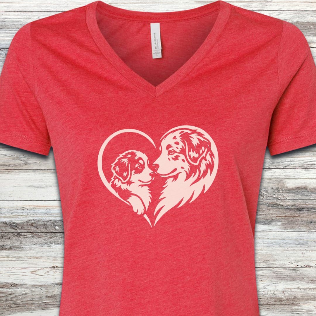 Australian Shepherd Heart Bond V-Neck Tee
