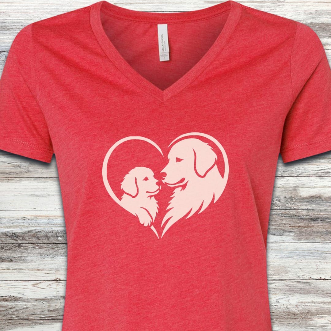 Golden Retriever Heart Bond V-Neck Tee