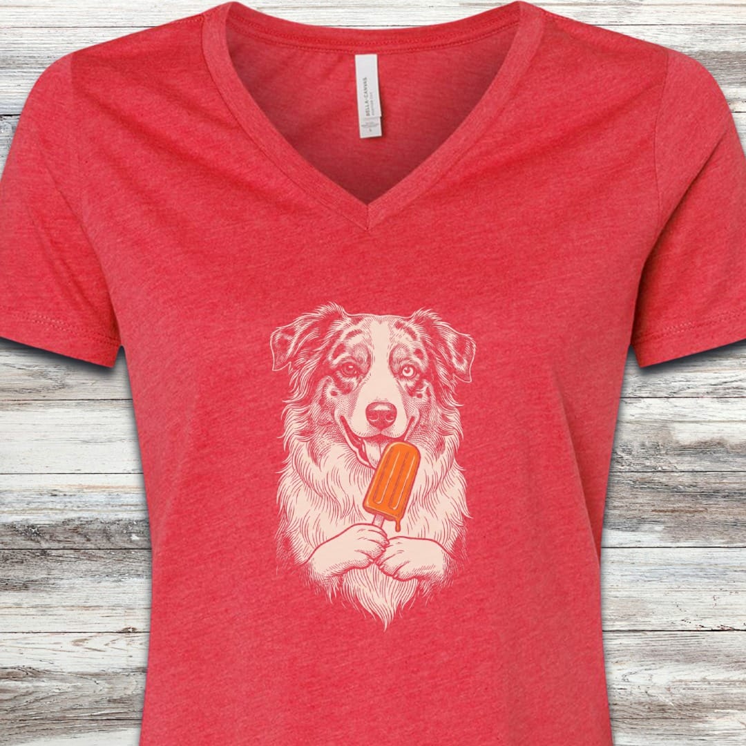 Australian Shepherd Pupsicle V-Neck Tee
