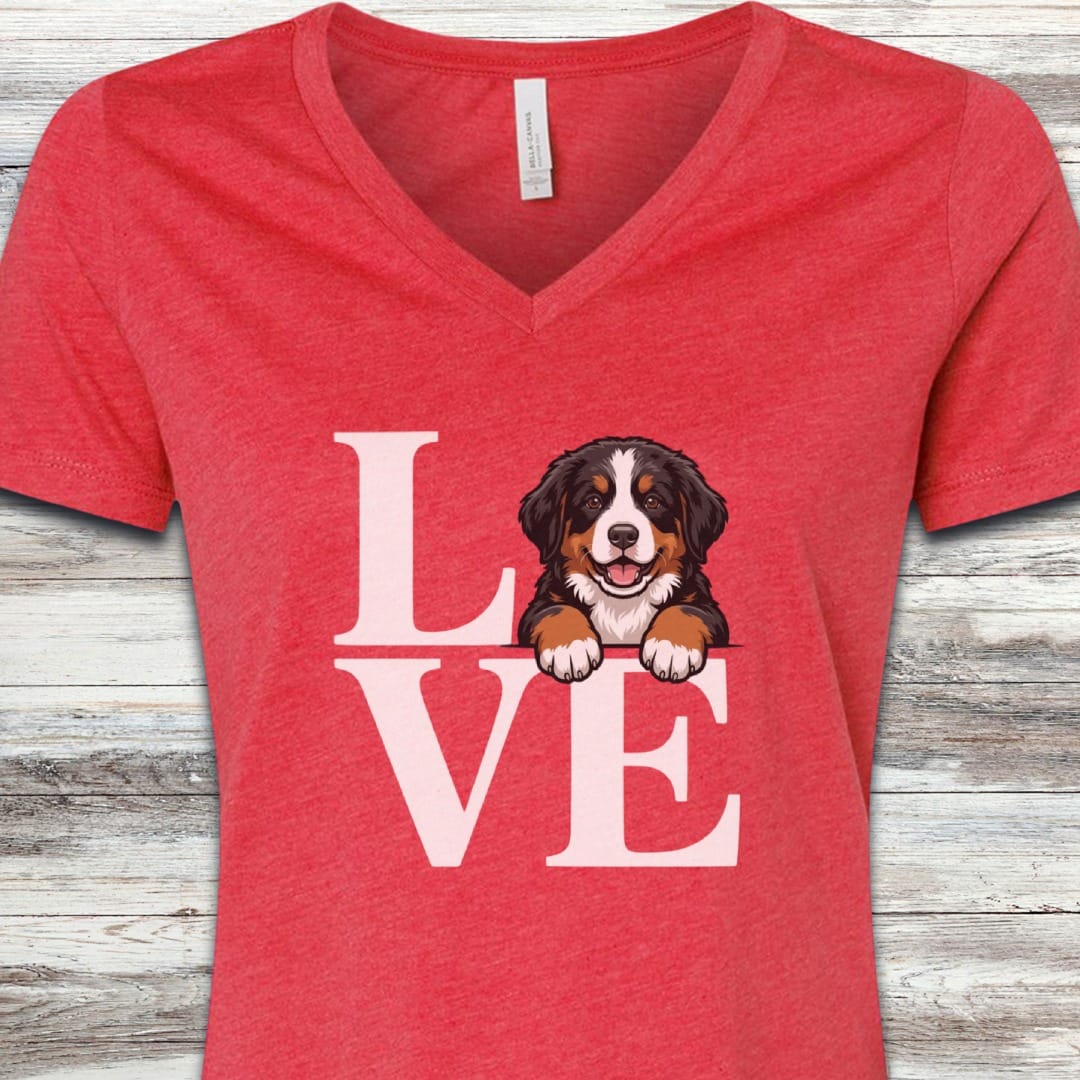 Bernese Mountain Dog Puppy Love V-Neck Tee