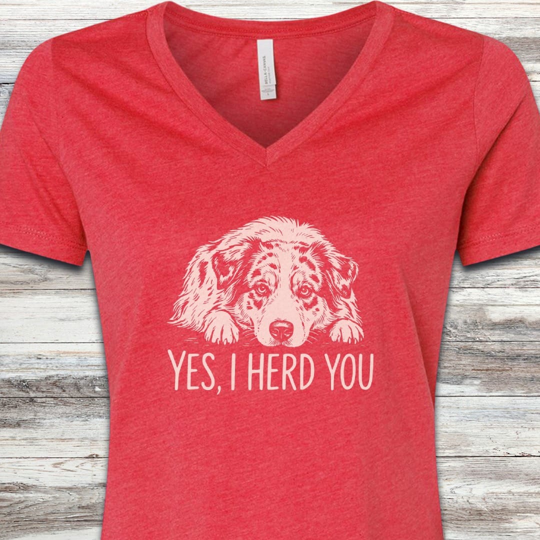 Australian Shepherd Herd You V-Neck Tee