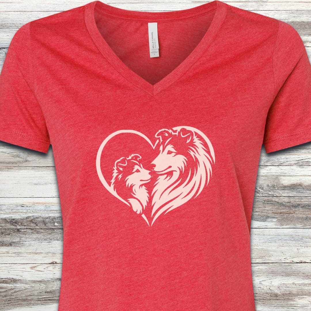 Shetland Sheepdog Heart Bond V-Neck Tee