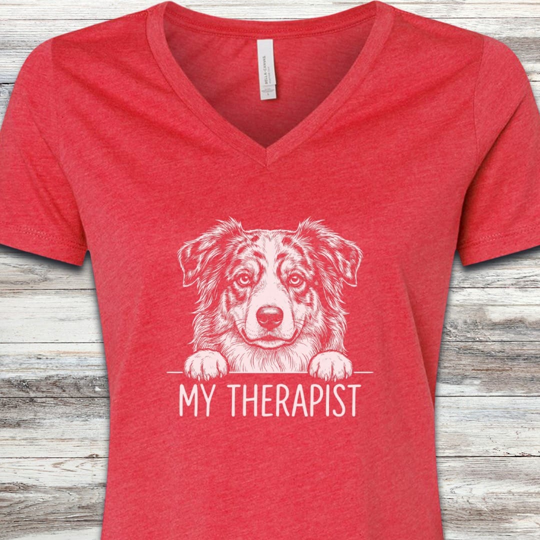 Australian Shepherd Therapist V-Neck Tee