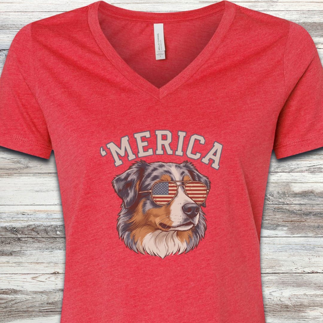 Australian Shepherd 'Merica V-Neck Tee