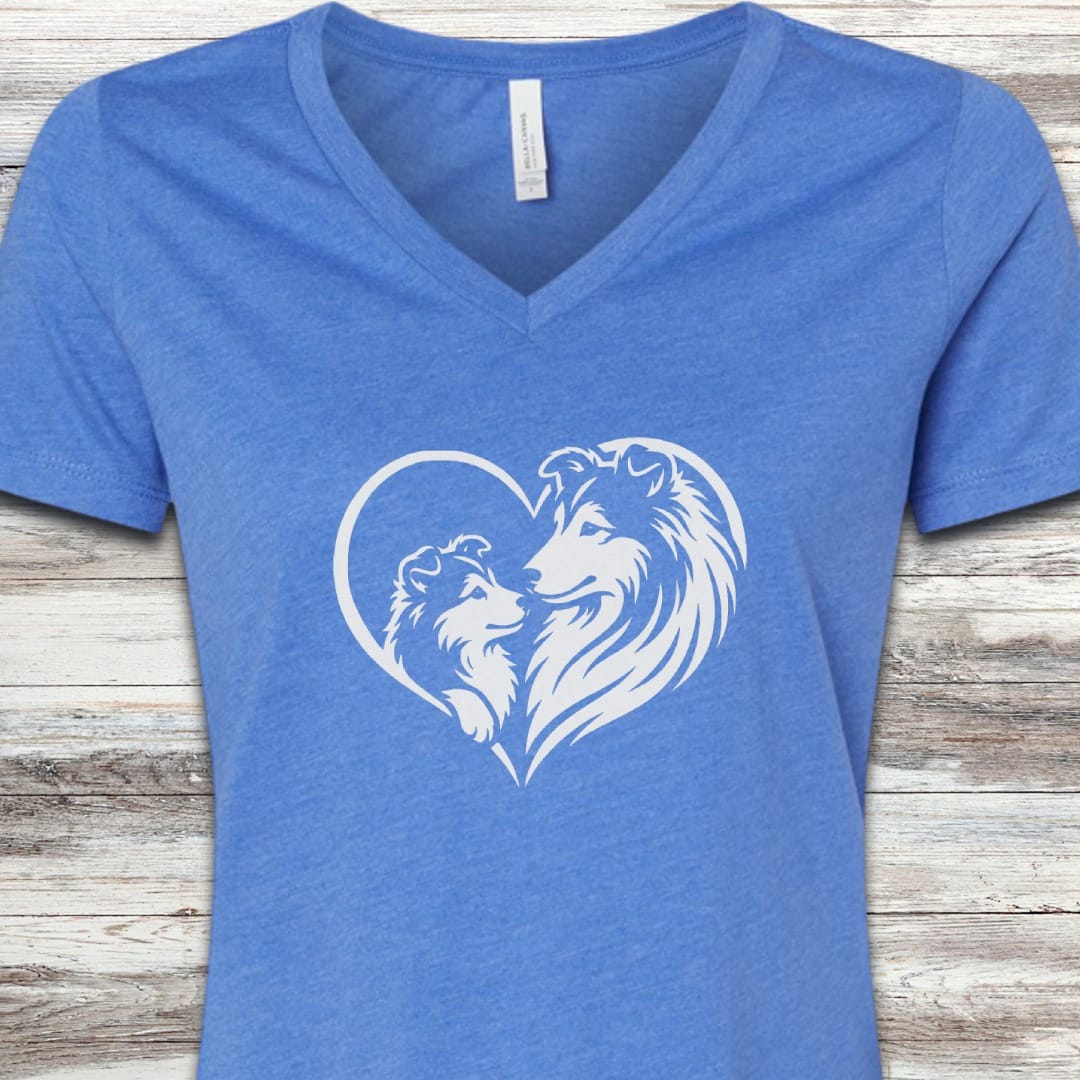 Shetland Sheepdog Heart Bond V-Neck Tee