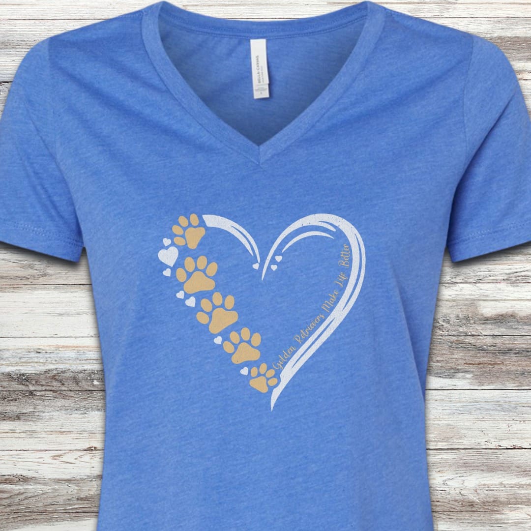 Golden Retriever Loyal Heart V-Neck Tee