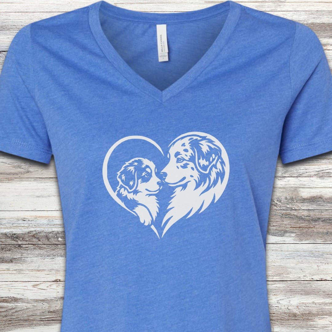Australian Shepherd Heart Bond V-Neck Tee