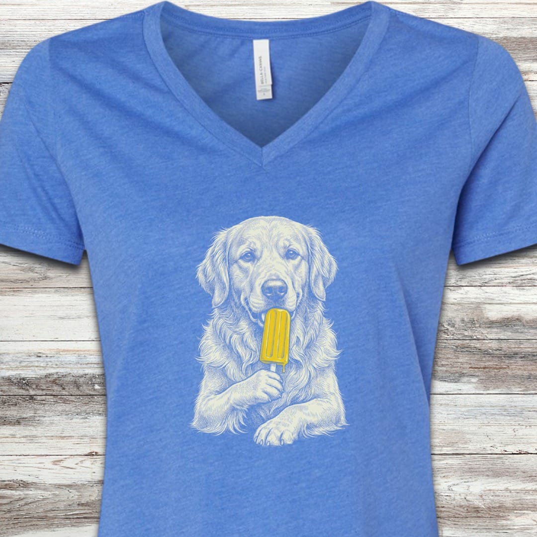 Golden Retriever Pupsicle V-Neck Tee