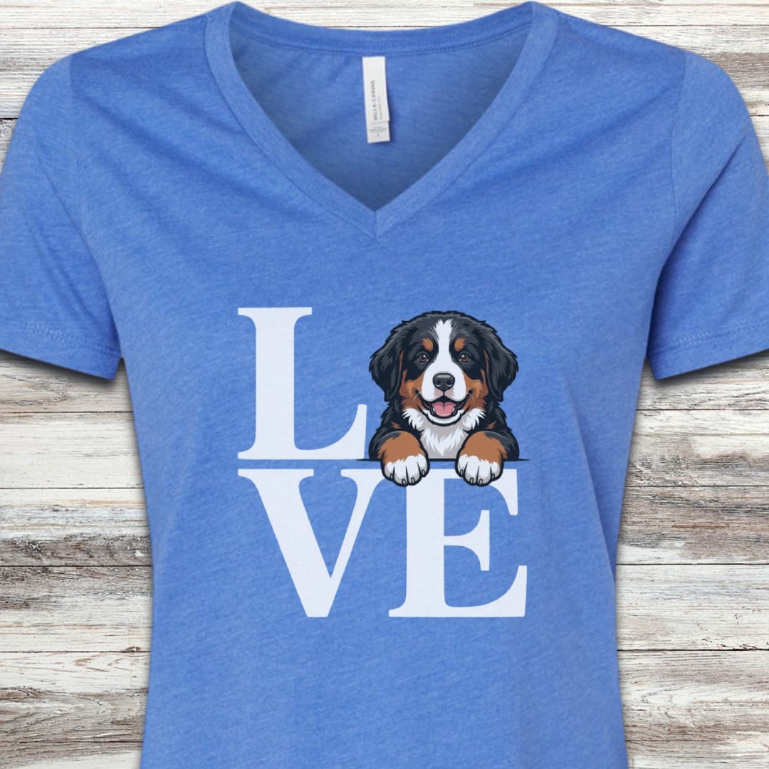 Bernese Mountain Dog Puppy Love V-Neck Tee
