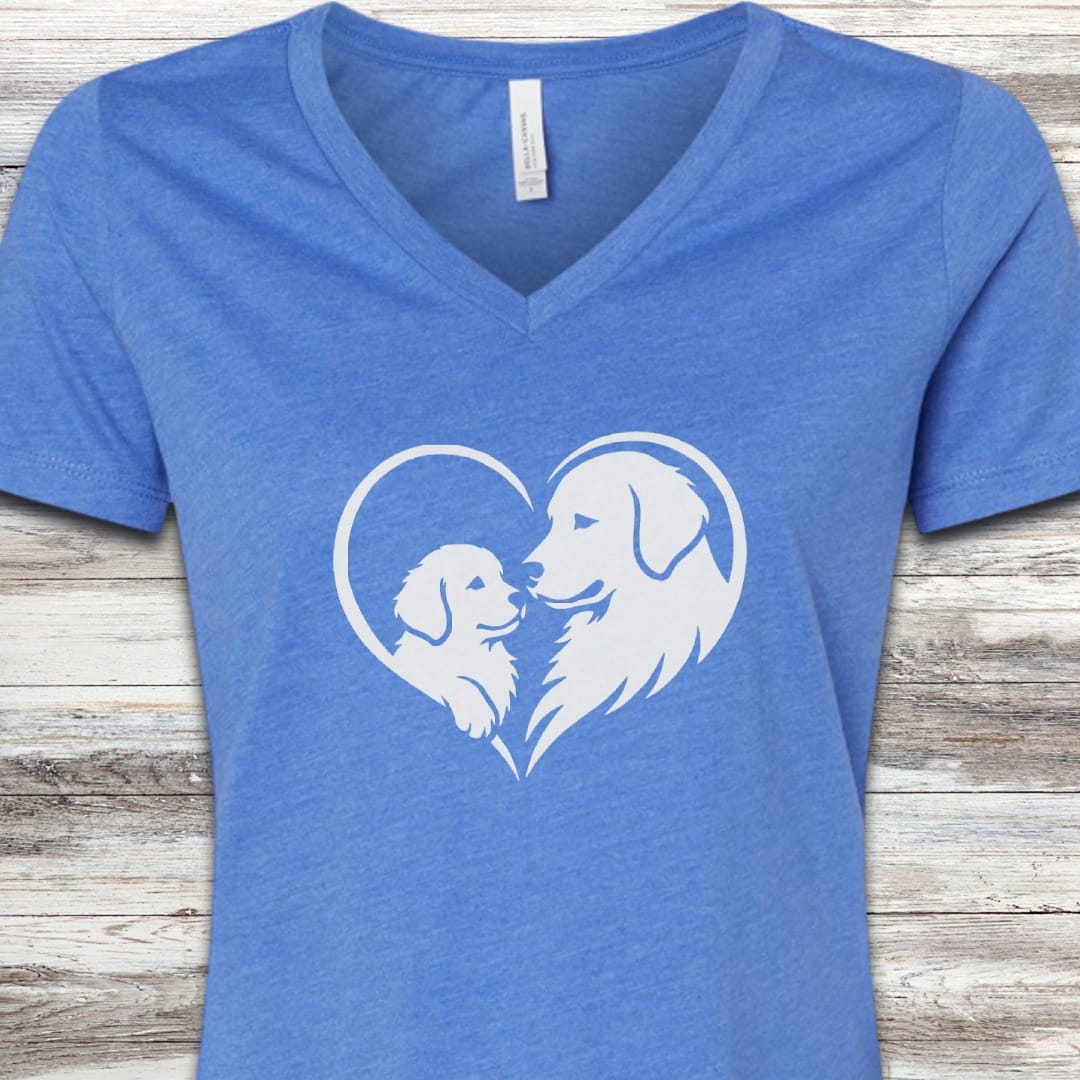Golden Retriever Heart Bond V-Neck Tee