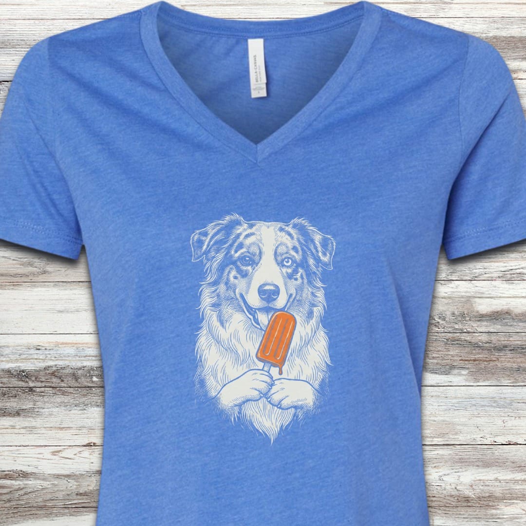 Australian Shepherd Pupsicle V-Neck Tee