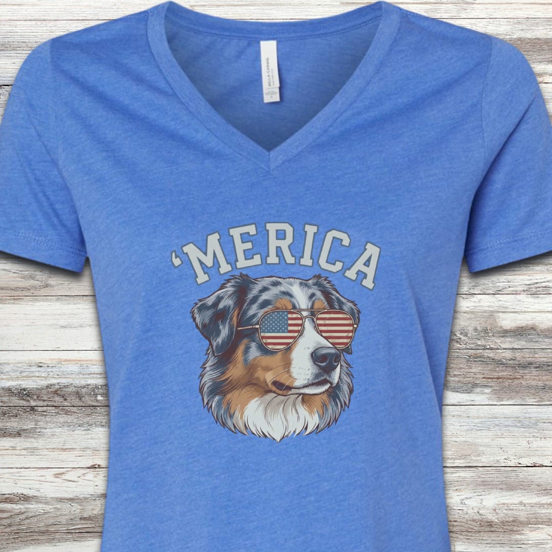 Australian Shepherd 'Merica V-Neck Tee