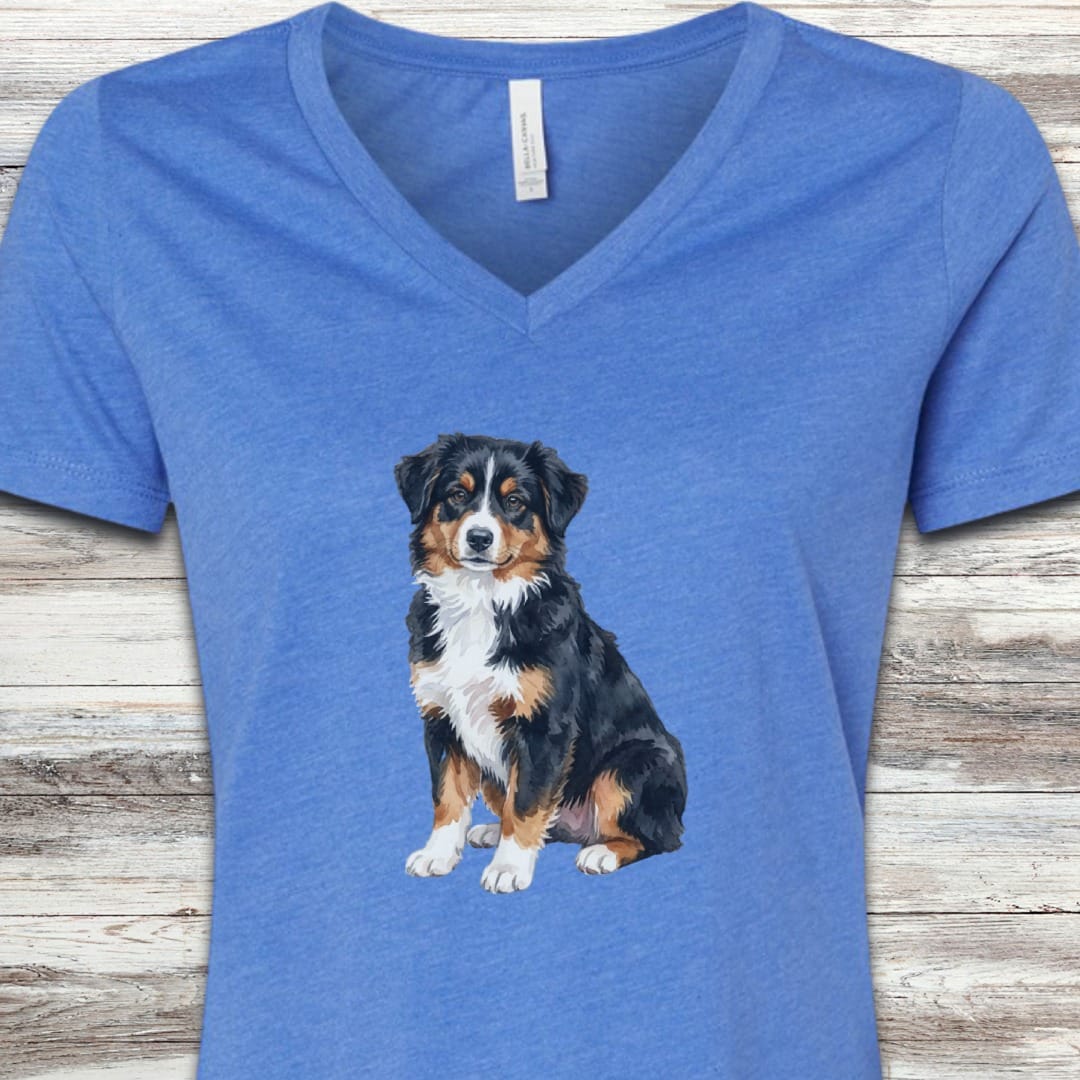 Australian Shepherd Tri Watercolor V-Neck Tee