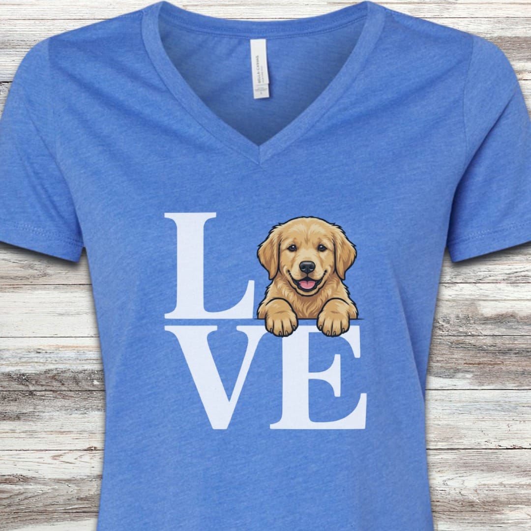 Golden Retriever Puppy Love V-Neck Tee