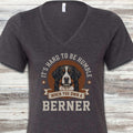 Bernese Mountain Dog Humble V-Neck Tee - Dark Grey Heather