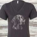 German Shorthaired Pointer Butterfly V-Neck Tee - Dark Grey Heather
