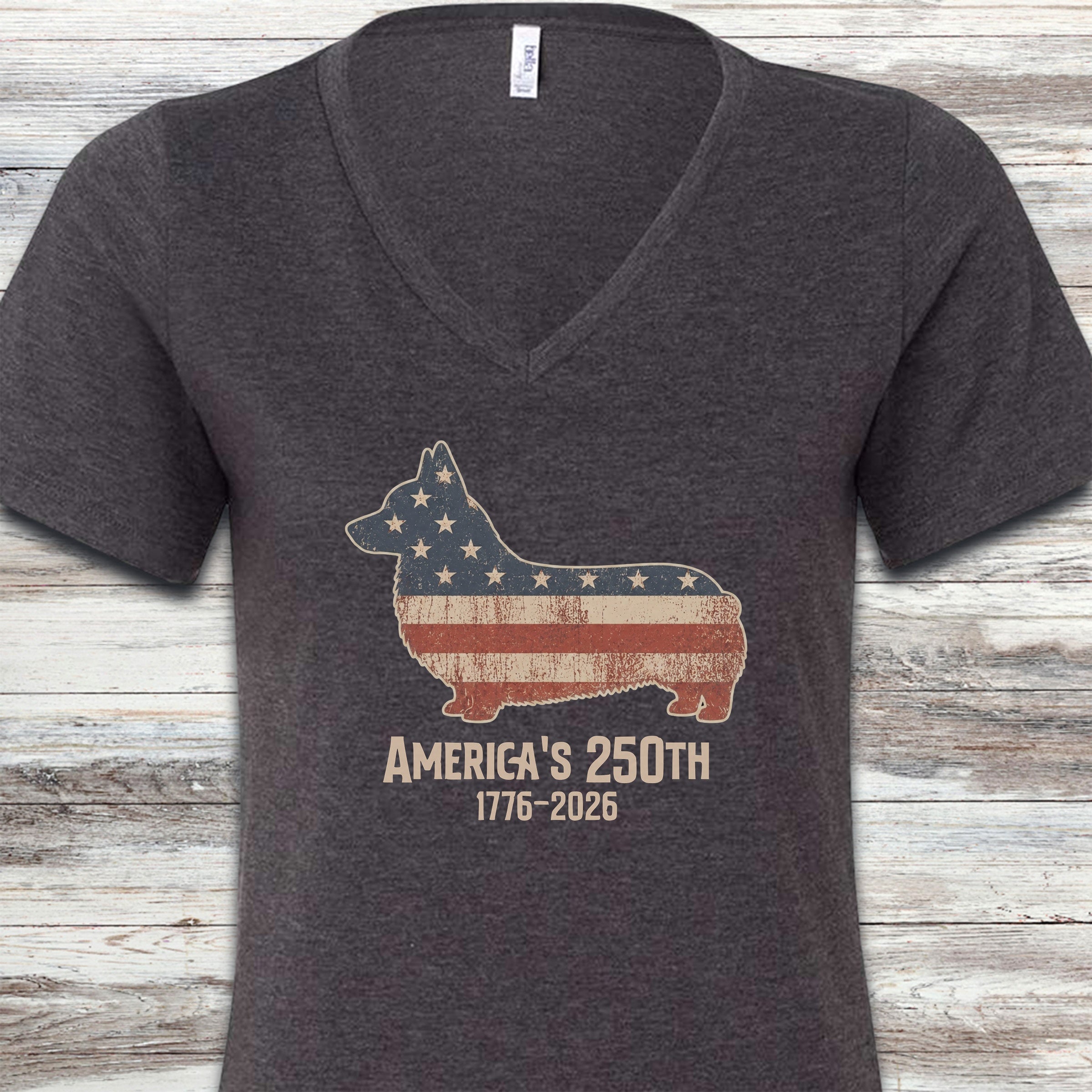 Corgi 250 V-Neck Tee - Dark Grey Heather