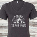 Beagle Nose Knows V-Neck Tee - Dark Grey Heather