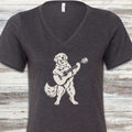 Golden Retriever Guitar V-Neck Tee - Dark Grey Heather