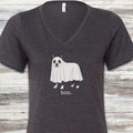 Boston Terrier Boo V-Neck Tee - Dark Grey Heather