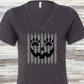 Jack O Lantern V-Neck Tee - Dark Grey Heather