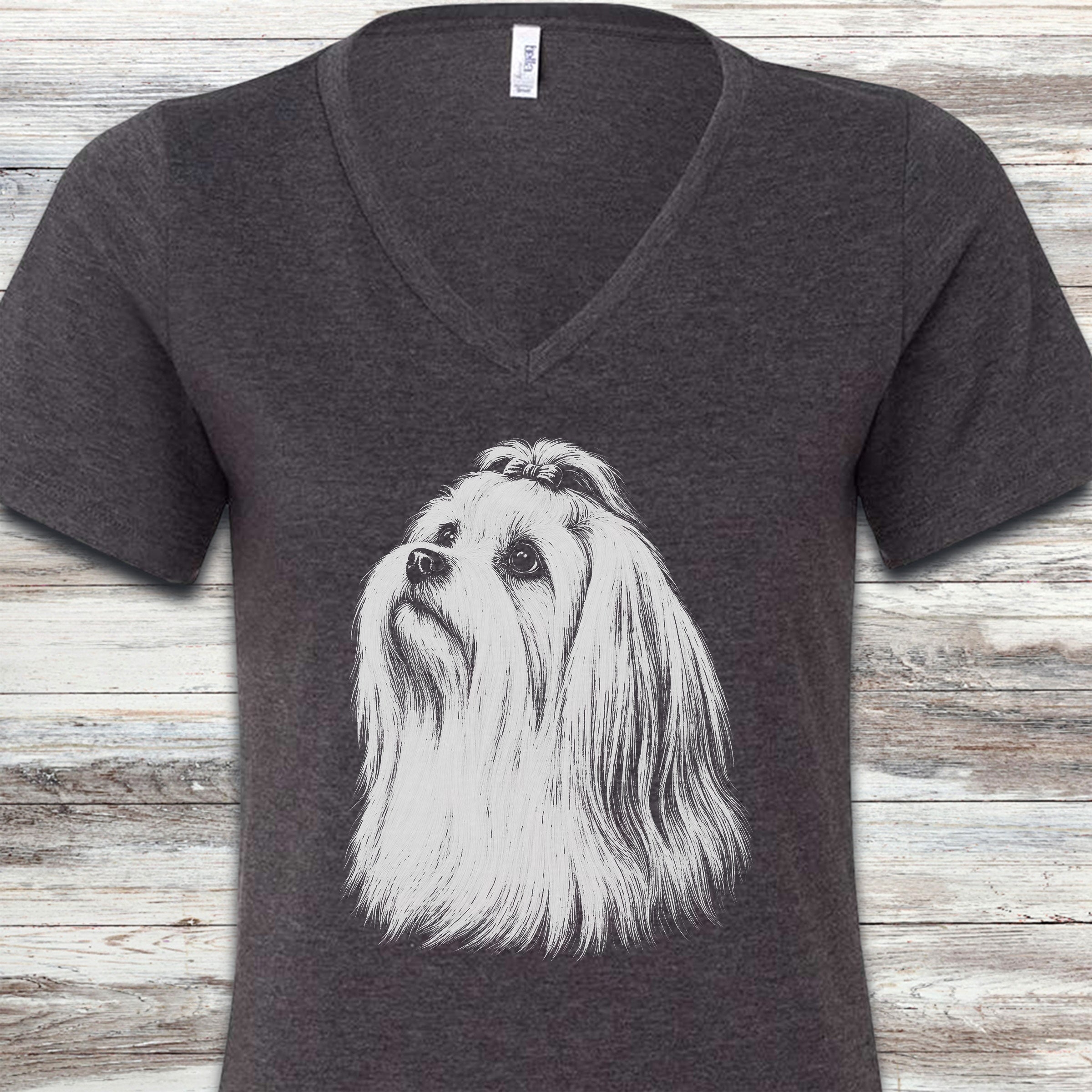 Maltese Loyalty V-Neck Tee - Dark Grey Heather