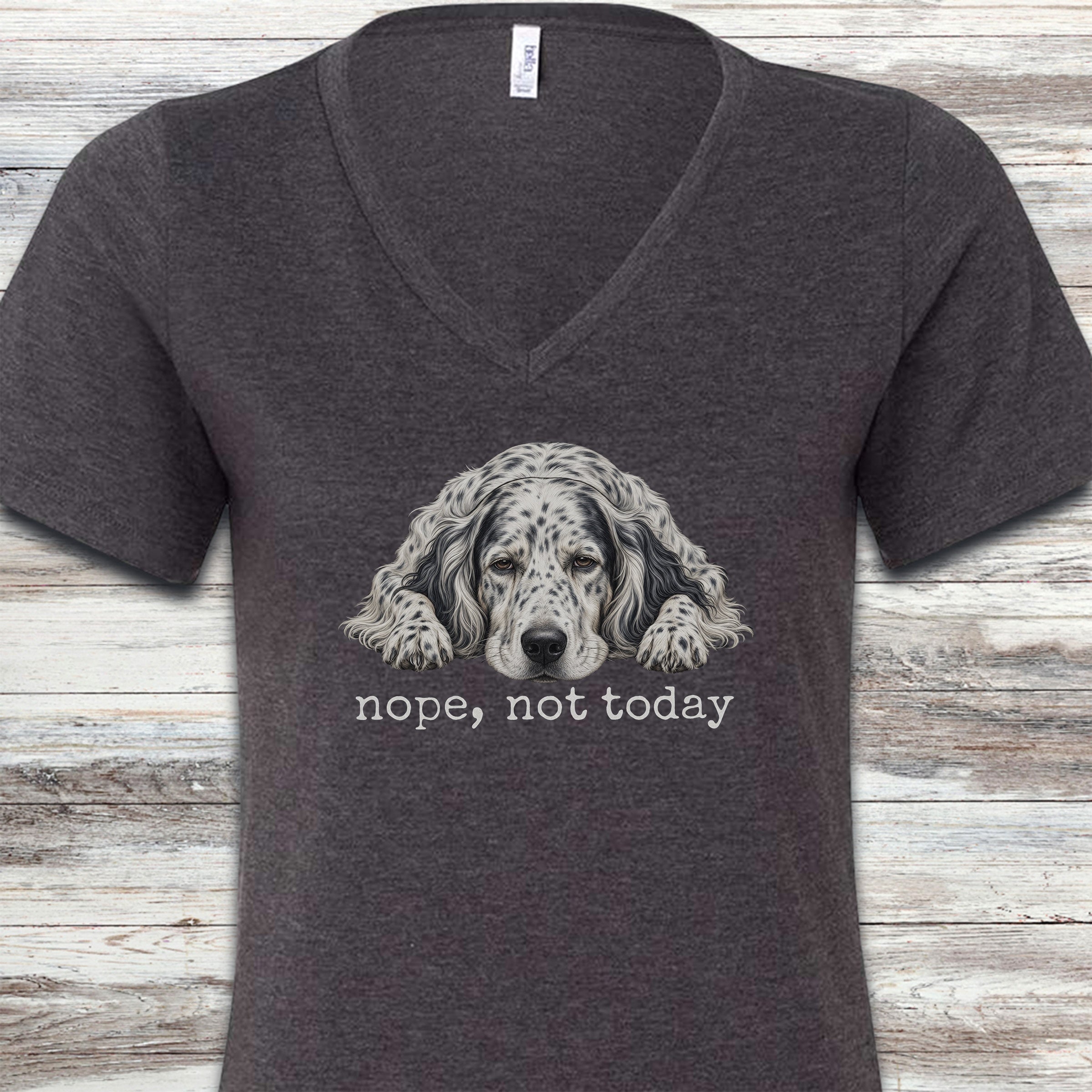 English Setter Nope V-Neck Tee - Dark Grey Heather