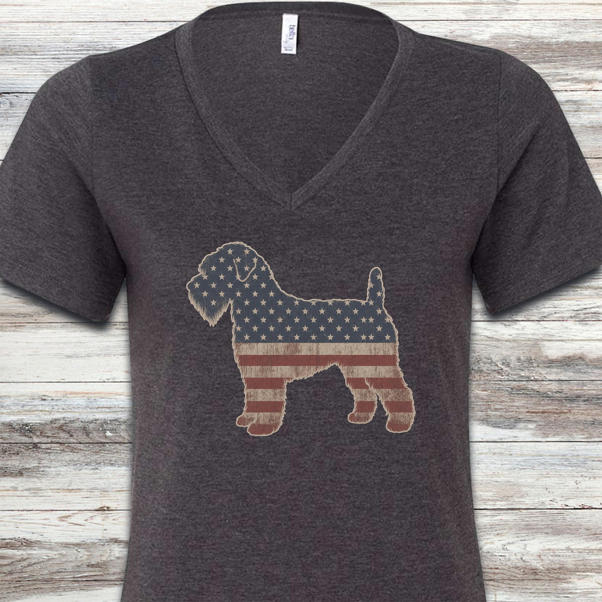 Wheaten Vintage USA V-Neck Tee - Dark Grey Heather