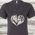 American Shepherd Horse Heart Bond V-Neck Tee - Dark Grey Heather