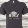 Old English Sheepdog Nope V-Neck Tee - Dark Grey Heather
