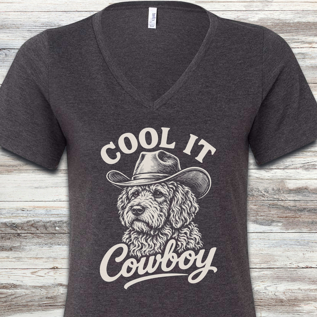 Labradoodle Cool It V-Neck Tee - Dark Grey Heather