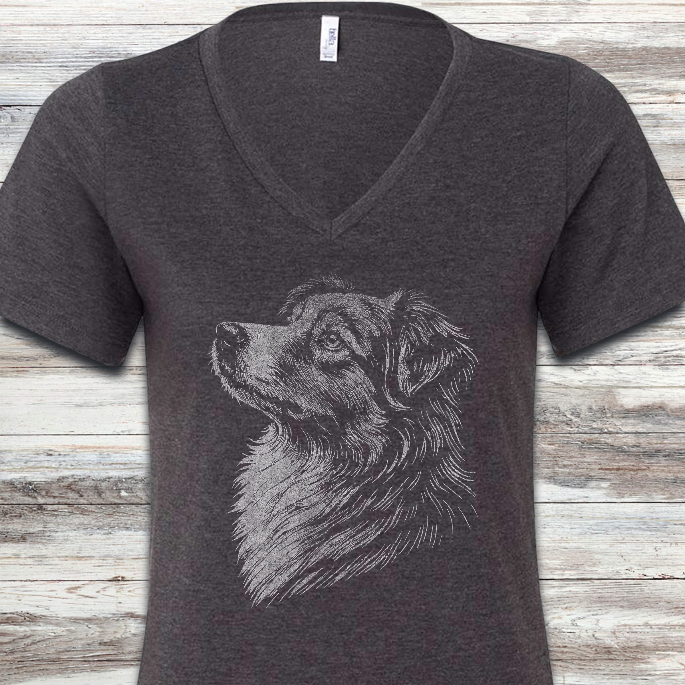 Australian Shepherd Loyalty V-Neck Tee - Dark Grey Heather