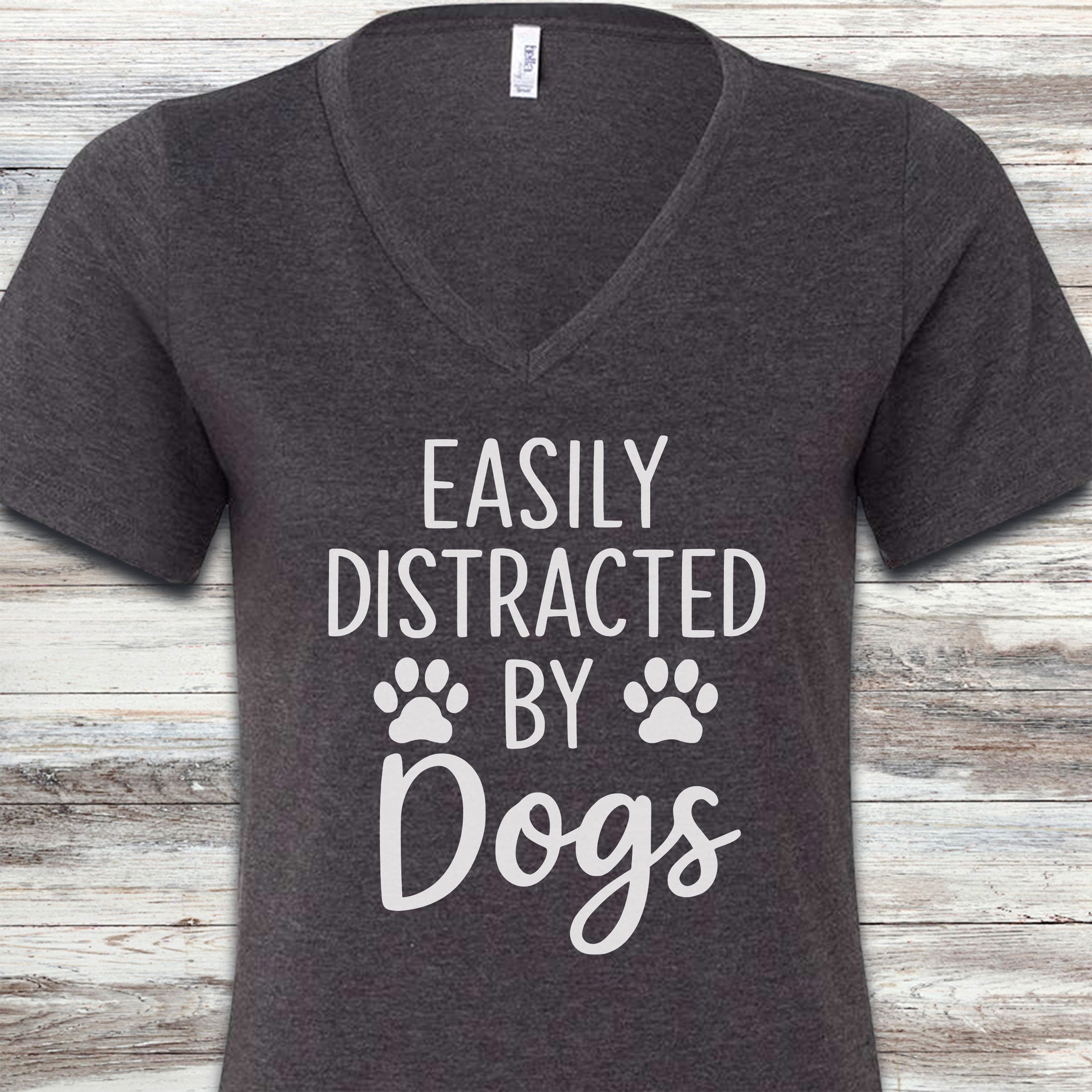 Distracted V-Neck Tee - Dark Grey Heather