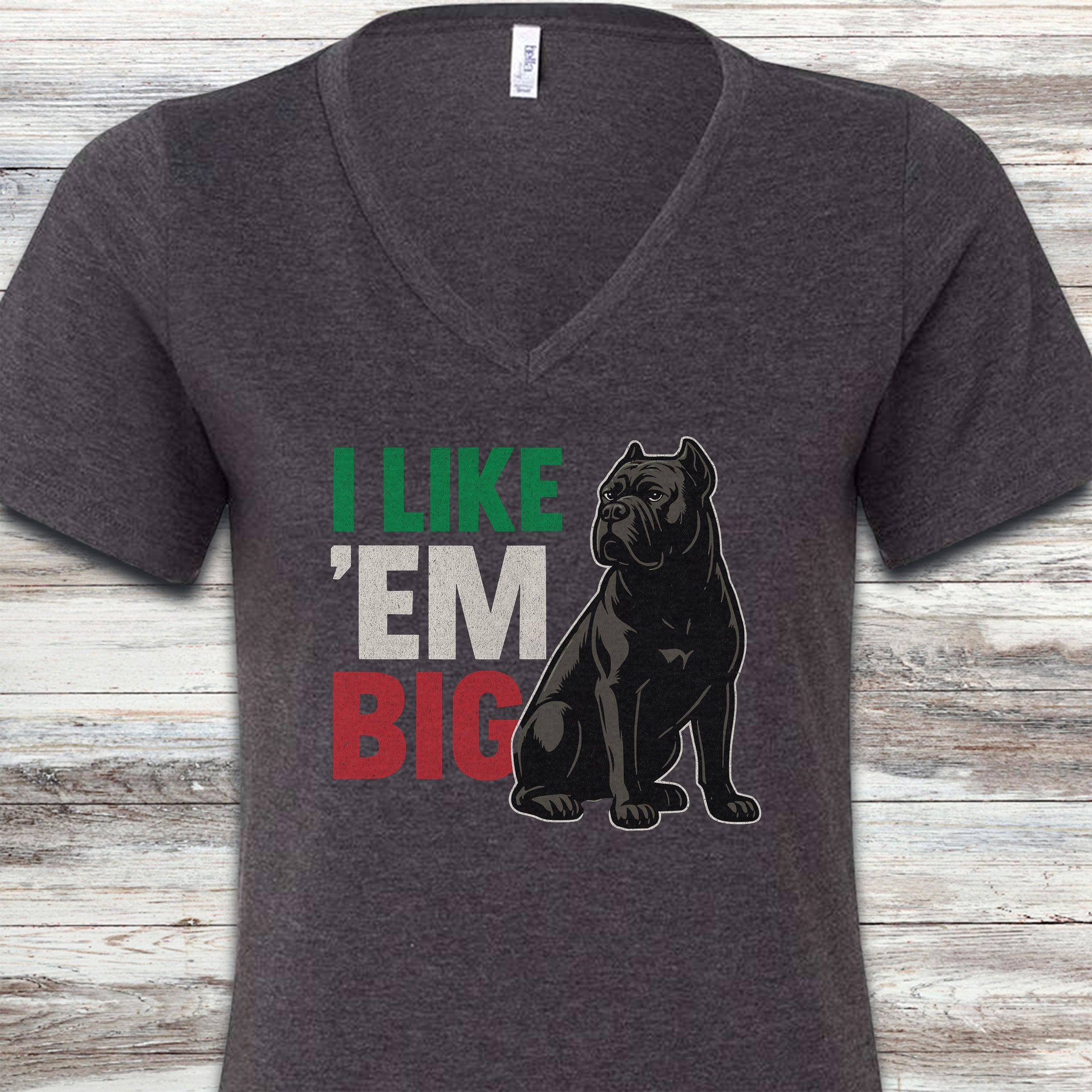 Cane Corso Big V-Neck Tee - Dark Grey Heather